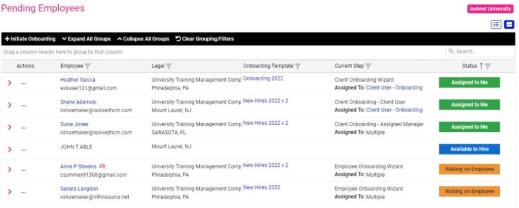 Example iSolved Onboarding Wizard