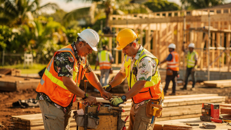 Pay-As-You-Go Workers' Compensation for Hawaii Employers — Hawaii construction trades workers on a jobsite
