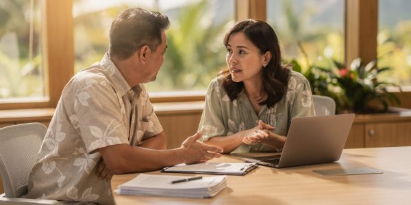 Hawaii HR consultation — employer and advisor at a conference table